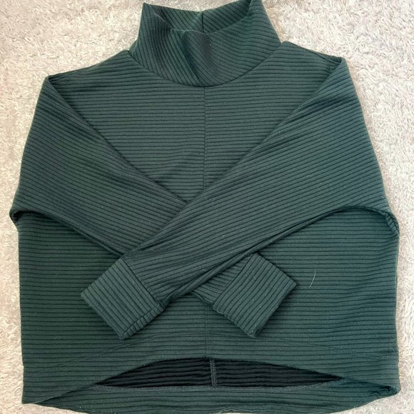 STYLUS Tops - Stylus Cowl Neck Cropped Sweatshirt - Dark Green - Size Medium